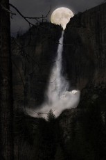 Moon And Yosemite Waterfalls
